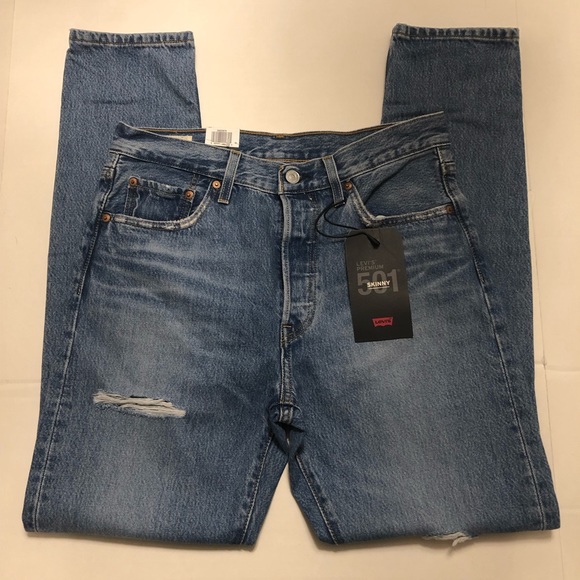 NWT Levi’s Premium 501S Skinny High Rise Distressed Jeans Size 29 - Picture 6 of 13